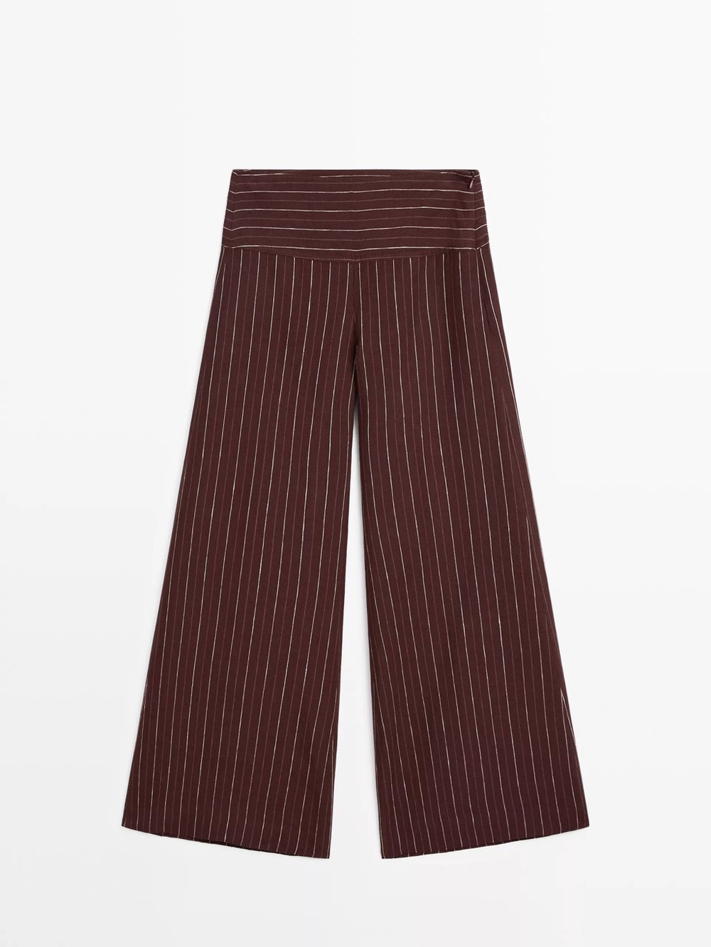NWT Massimo Dutti Wide-Leg Pinstripe Palazzo Pants - Burgundy